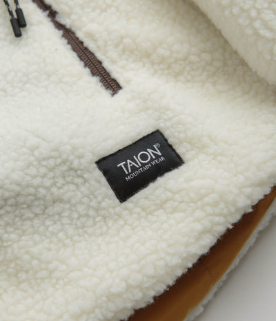 Taion Reversible Down Jacket in Camel and Dark Chocolate / Ivory