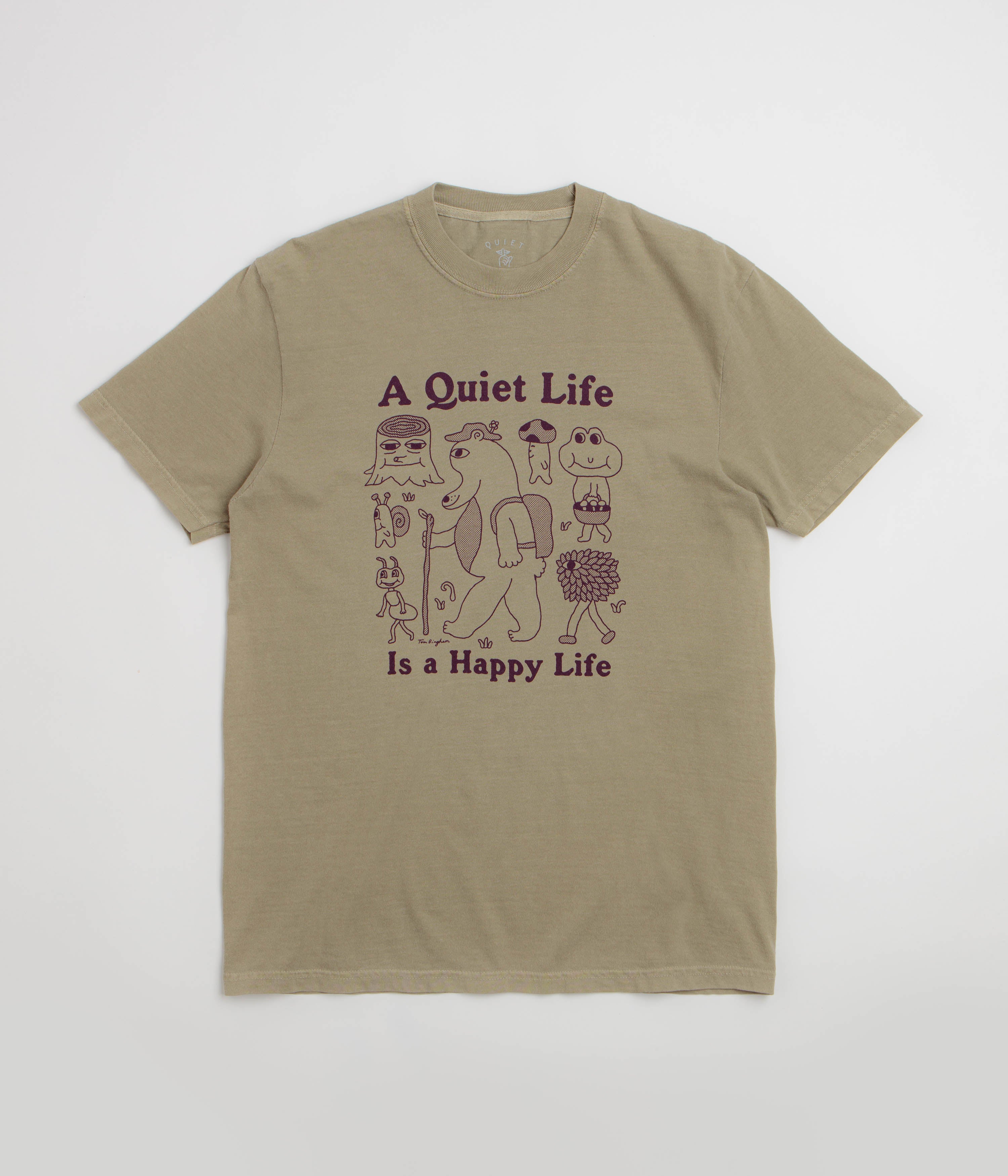 The Quiet Life Happy Life Pigment Dye T-Shirt - Khaki