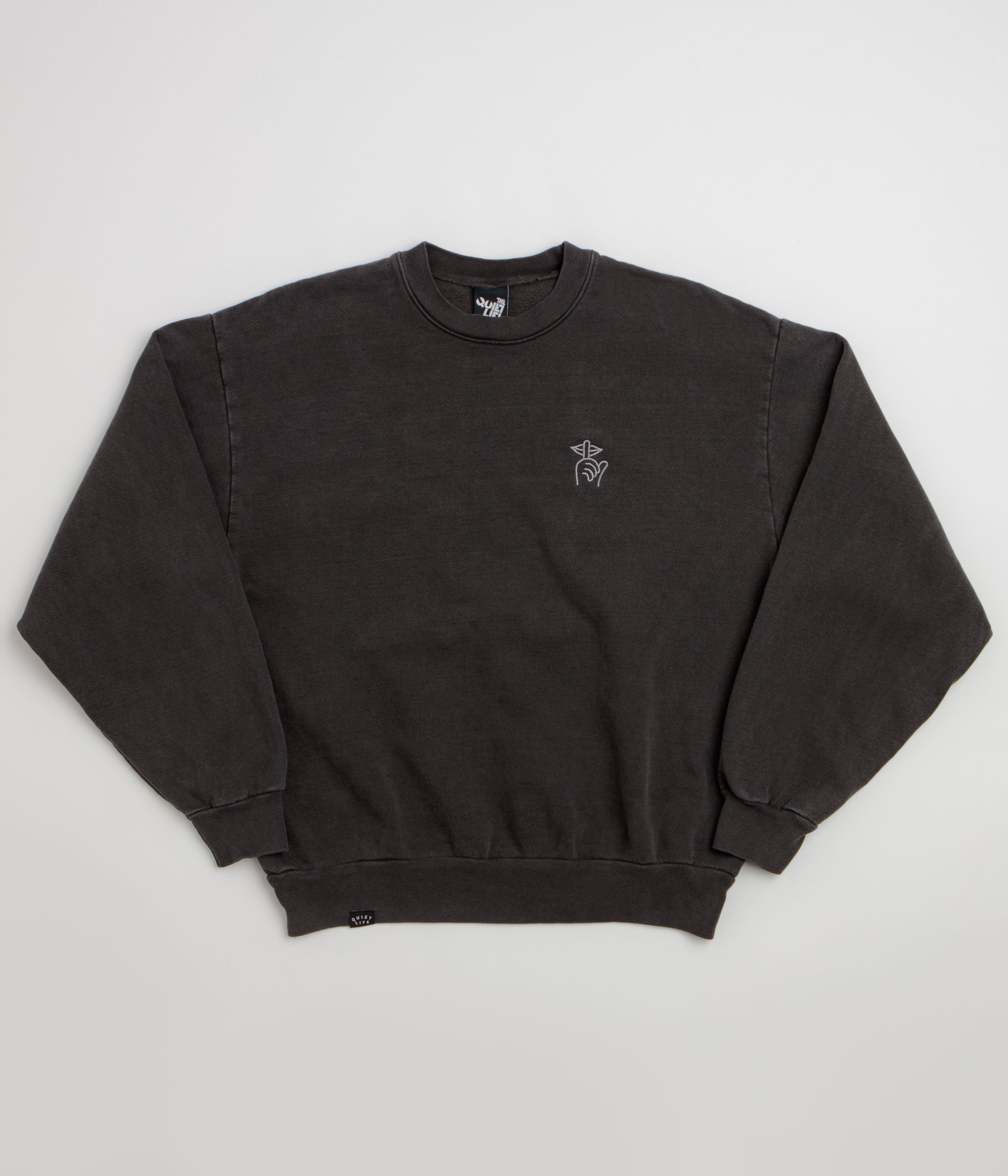 The Quiet Life Shhh Logo Embroidered Crewneck Sweatshirt - Vintage Black