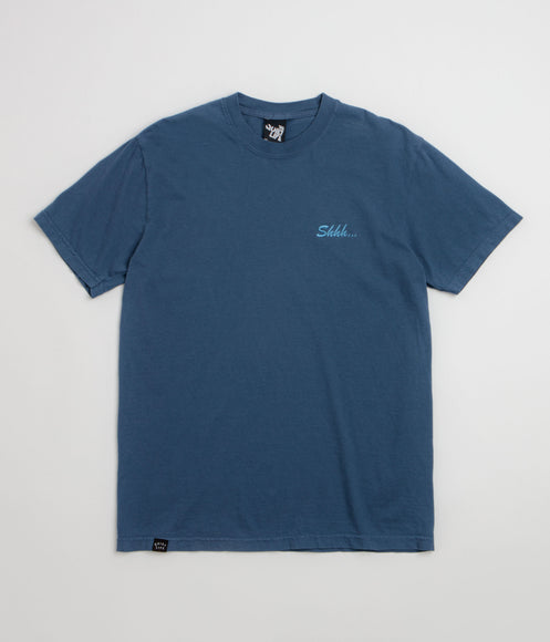 The Quiet Life Shhh Script Pigment Dye T-Shirt - Midnight Blue