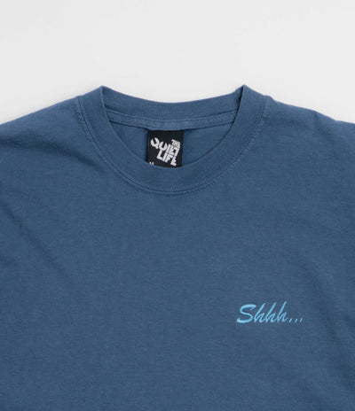 The Quiet Life Shhh Script Pigment Dye T-Shirt - Midnight Blue
