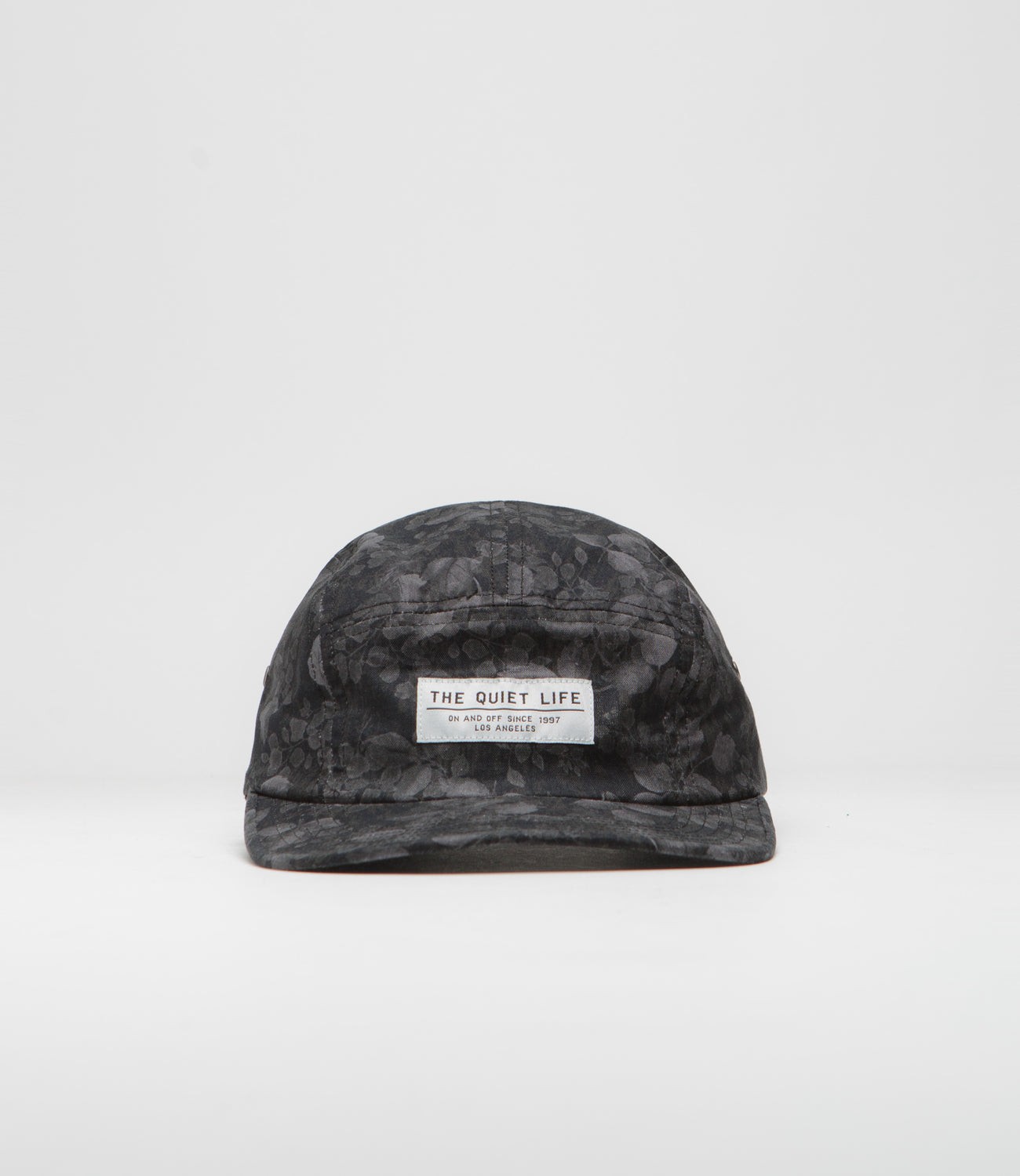 The Quiet Life Watercolor Floral 5 Panel Camper Cap Black Flatspot