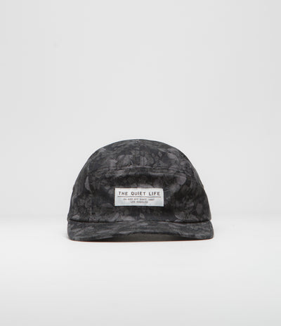 The Quiet Life Watercolor Floral 5 Panel Camper Cap - Black