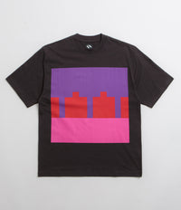 The Trilogy Tapes Block T-Shirt in Black and Red/ Purple