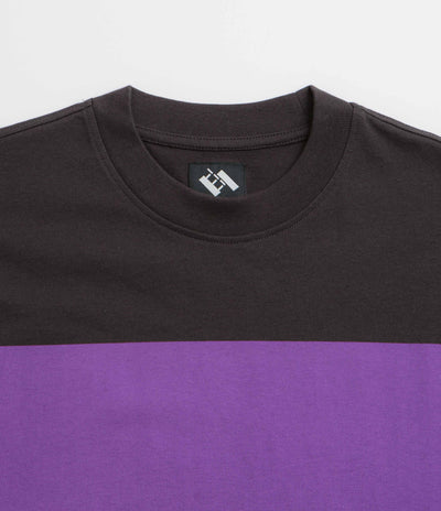 The Trilogy Tapes Block T-Shirt in Black and Red/ Purple