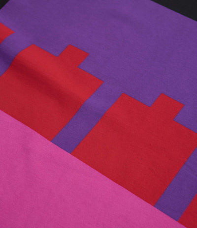 The Trilogy Tapes Block T-Shirt in Black and Red/ Purple