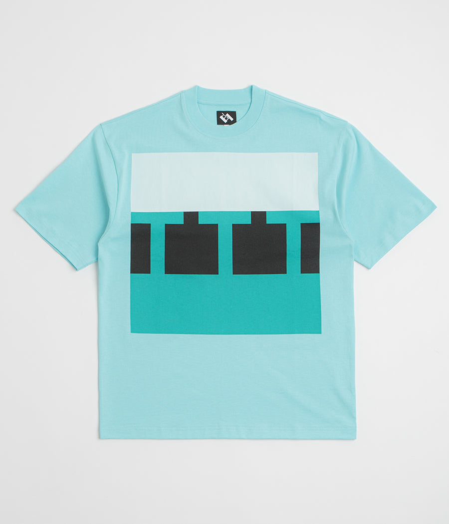 The Trilogy Tapes Block T-Shirt in Blue and Blue