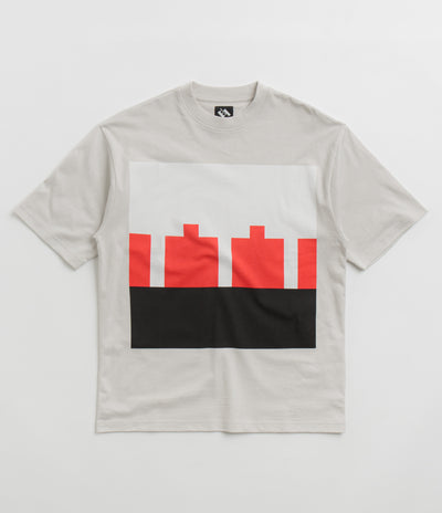 The Trilogy Tapes Block T-Shirt in Grey and Red / White
