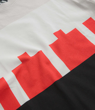 The Trilogy Tapes Block T-Shirt in Grey and Red / White