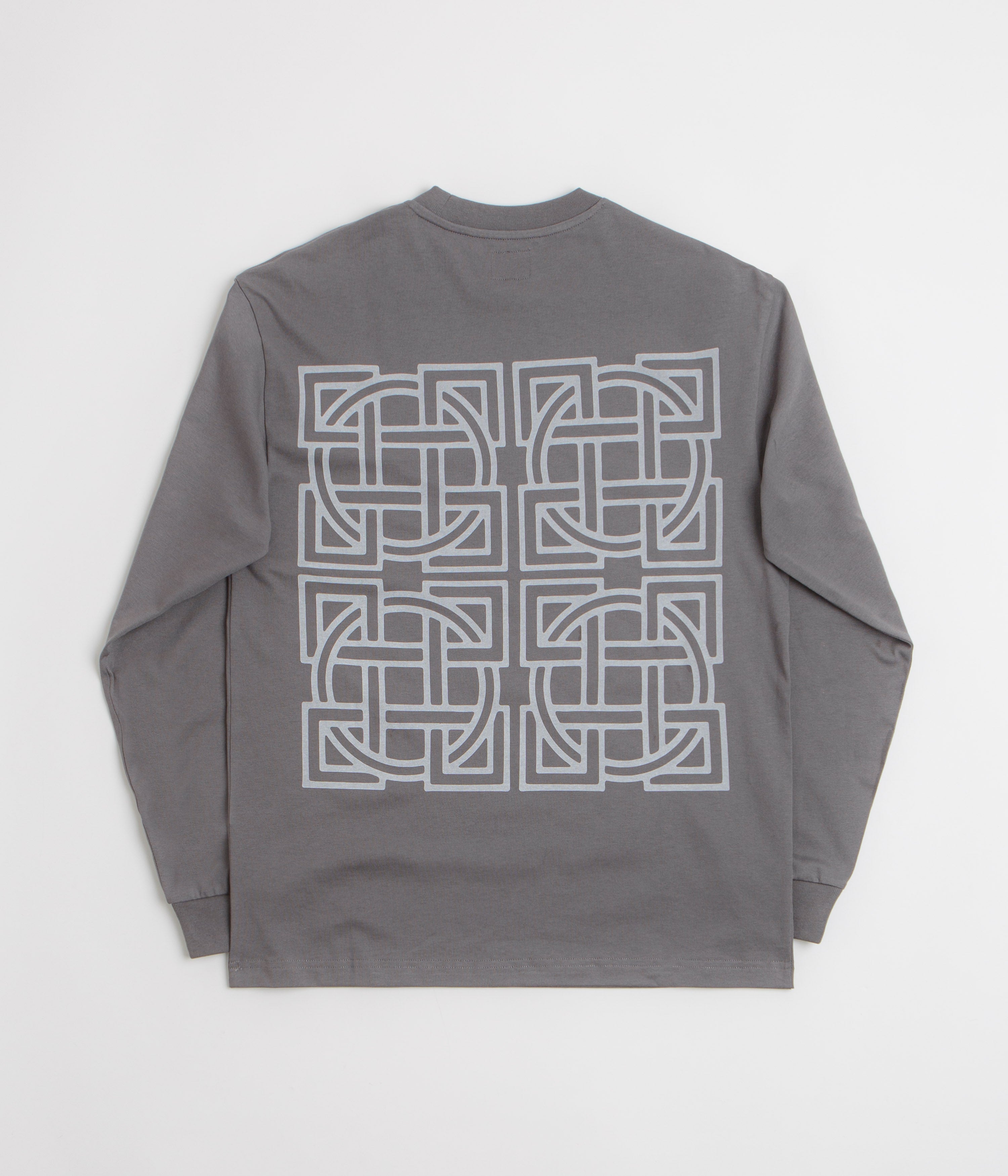 The Trilogy Tapes Cross Lattice Long Sleeve T-Shirt in Charcoal