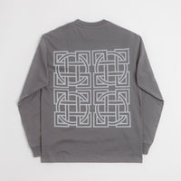 The Trilogy Tapes Cross Lattice Long Sleeve T-Shirt in Charcoal thumbnail