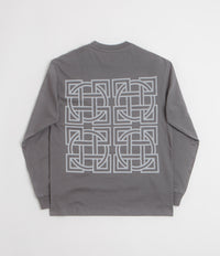 The Trilogy Tapes Cross Lattice Long Sleeve T-Shirt in Charcoal