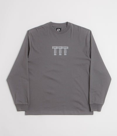 The Trilogy Tapes Cross Lattice Long Sleeve T-Shirt in Charcoal
