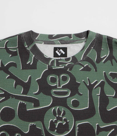 The Trilogy Tapes Entity Waffle Crewneck Sweatshirt in Green