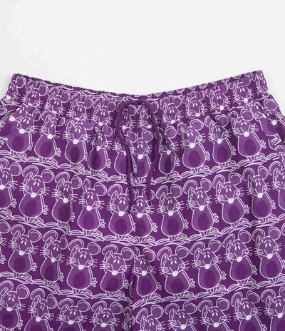 The Trilogy Tapes Mouse Swim Shorts in Purple and White