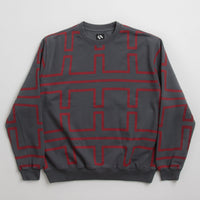 The Trilogy Tapes Over Dye Pulse Crewneck Sweatshirt in Black and Red thumbnail