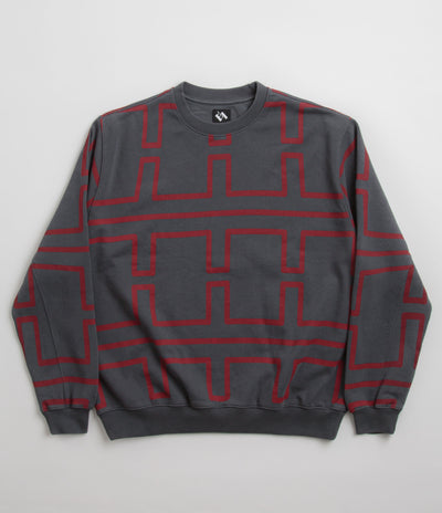 The Trilogy Tapes Over Dye Pulse Crewneck Sweatshirt in Black and Red