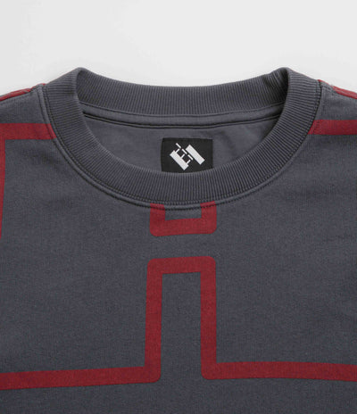 The Trilogy Tapes Over Dye Pulse Crewneck Sweatshirt in Black and Red