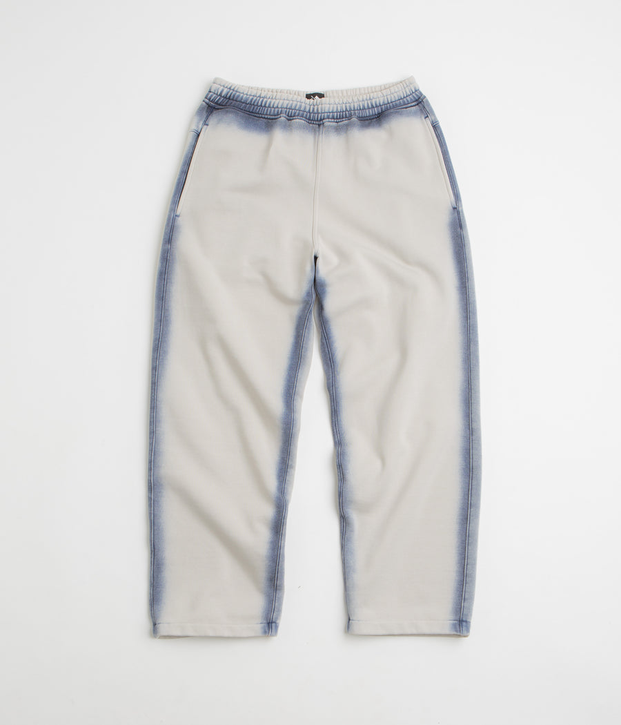 The Trilogy Tapes Overdye Open Hem Sweatpants in Grey and Blue