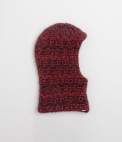 The Trilogy Tapes Shadow Multiple Knitted Hood in Carmine Red and Black