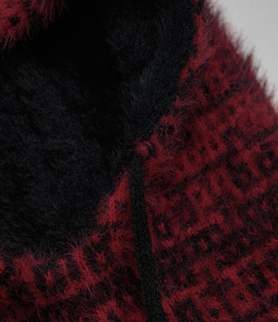 The Trilogy Tapes Shadow Multiple Knitted Hood in Carmine Red and Black