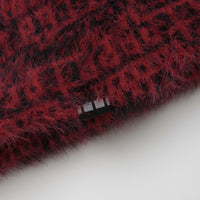 The Trilogy Tapes Shadow Multiple Knitted Hood in Carmine Red and Black thumbnail