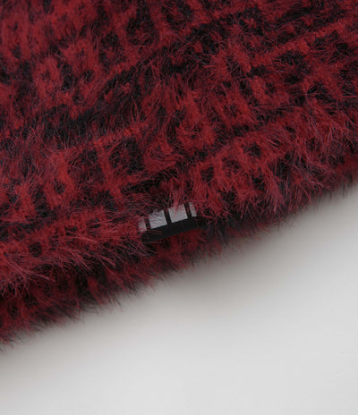 The Trilogy Tapes Shadow Multiple Knitted Hood in Carmine Red and Black