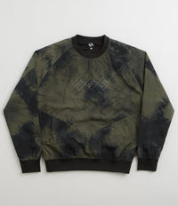 The Trilogy Tapes Tech Sports Crewneck Sweatshirt in Black and Olive Marble
