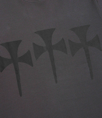 The Trilogy Tapes Three Cross Waffle Long Sleeve T-Shirt in Charcoal and Balck