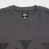 The Trilogy Tapes Three Cross Waffle Long Sleeve T-Shirt in Charcoal and Balck thumbnail