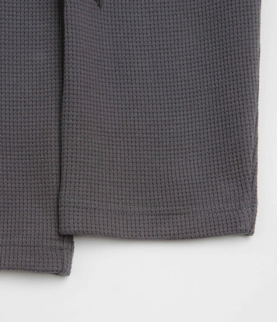 The Trilogy Tapes Three Cross Waffle Long Sleeve T-Shirt in Charcoal and Balck