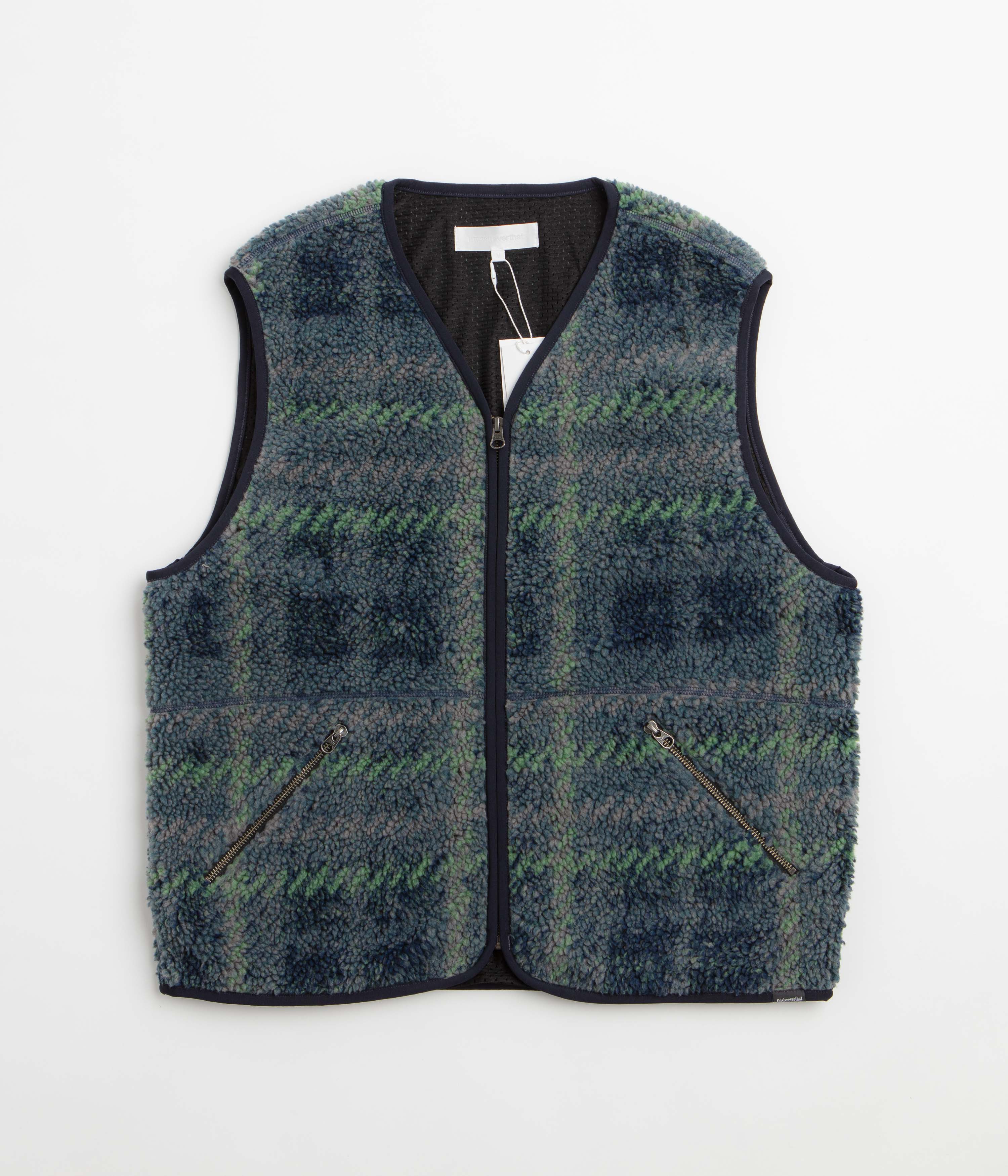thisisneverthat Fleece Check Vest - Navy