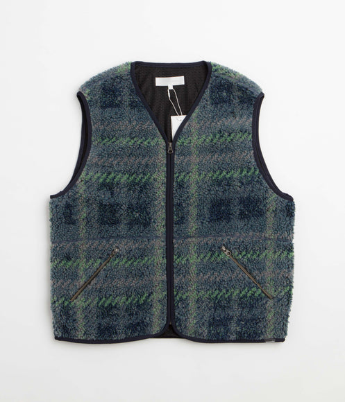 thisisneverthat Fleece Check Vest - Navy