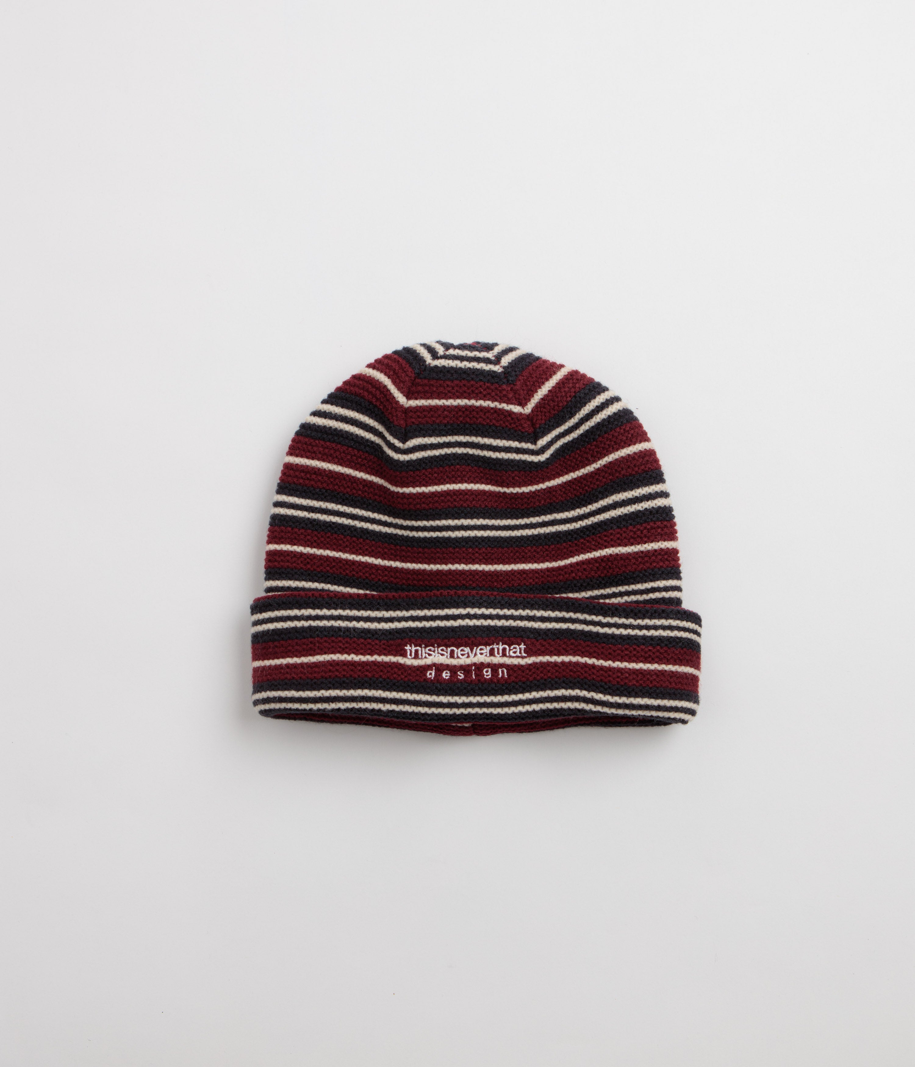 thisisneverthat Striped Knit Beanie - Burgundy