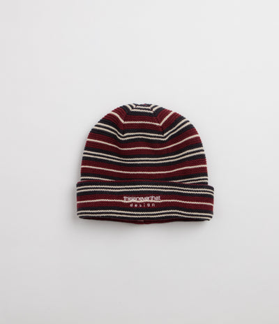 thisisneverthat Striped Knit Beanie - Burgundy