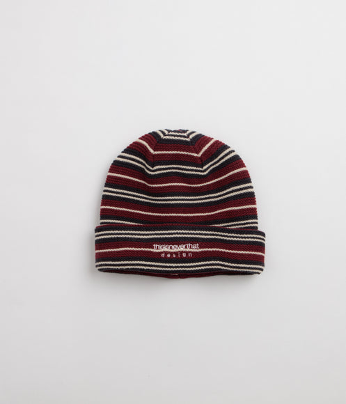 thisisneverthat Striped Knit Beanie - Burgundy