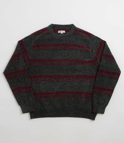thisisneverthat Striped Velvet Knit Crewneck Sweatshirt - Dark Green