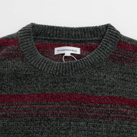 thisisneverthat Striped Velvet Knit Crewneck Sweatshirt - Dark Green thumbnail