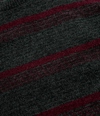 thisisneverthat Striped Velvet Knit Crewneck Sweatshirt - Dark Green