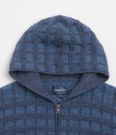 thisisneverthat Textured Knit Zip Hoodie - Navy