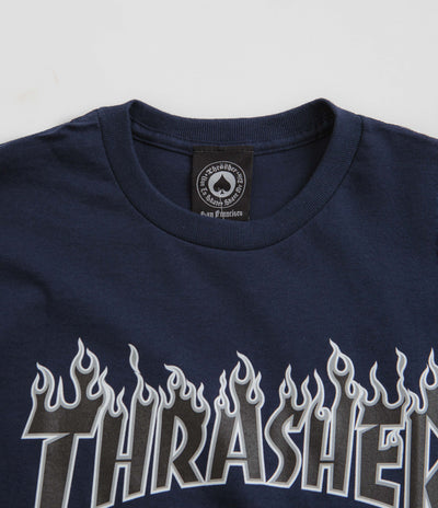 Thrasher Flame Logo T-Shirt - Navy / Black