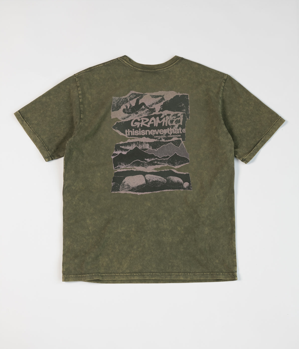 thisisneverthat x Gramicci Original Freedom T-Shirt in Olive