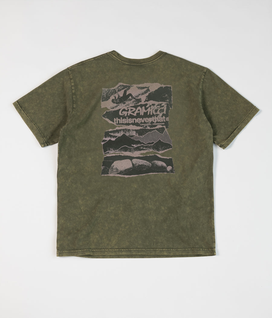 thisisneverthat x Gramicci Original Freedom T-Shirt in Olive