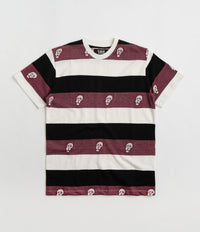 Tired Sad Skull Striped Jacquard T-Shirt in Burgundy