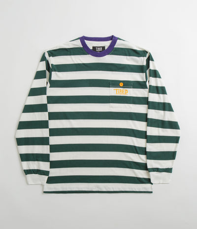 Tired Squiggly Logo Striped Pocket Long Sleeve T-Shirt - Purple / Forest