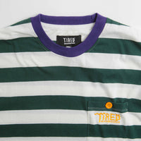 Tired Squiggly Logo Striped Pocket Long Sleeve T-Shirt - Purple / Forest thumbnail