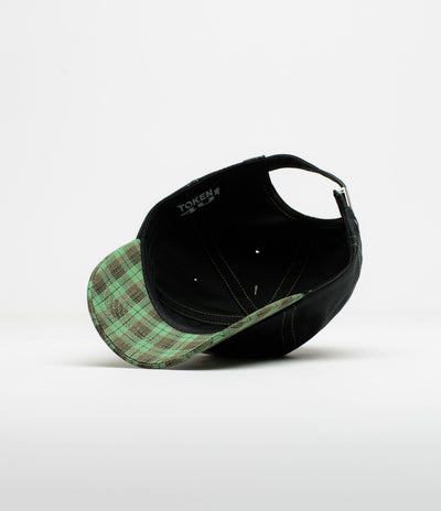 Token Pissing Angel Cap in Black and Green Plaid