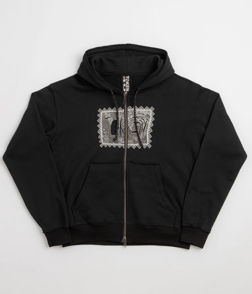 Token Sliced Zip Hoodie - Black