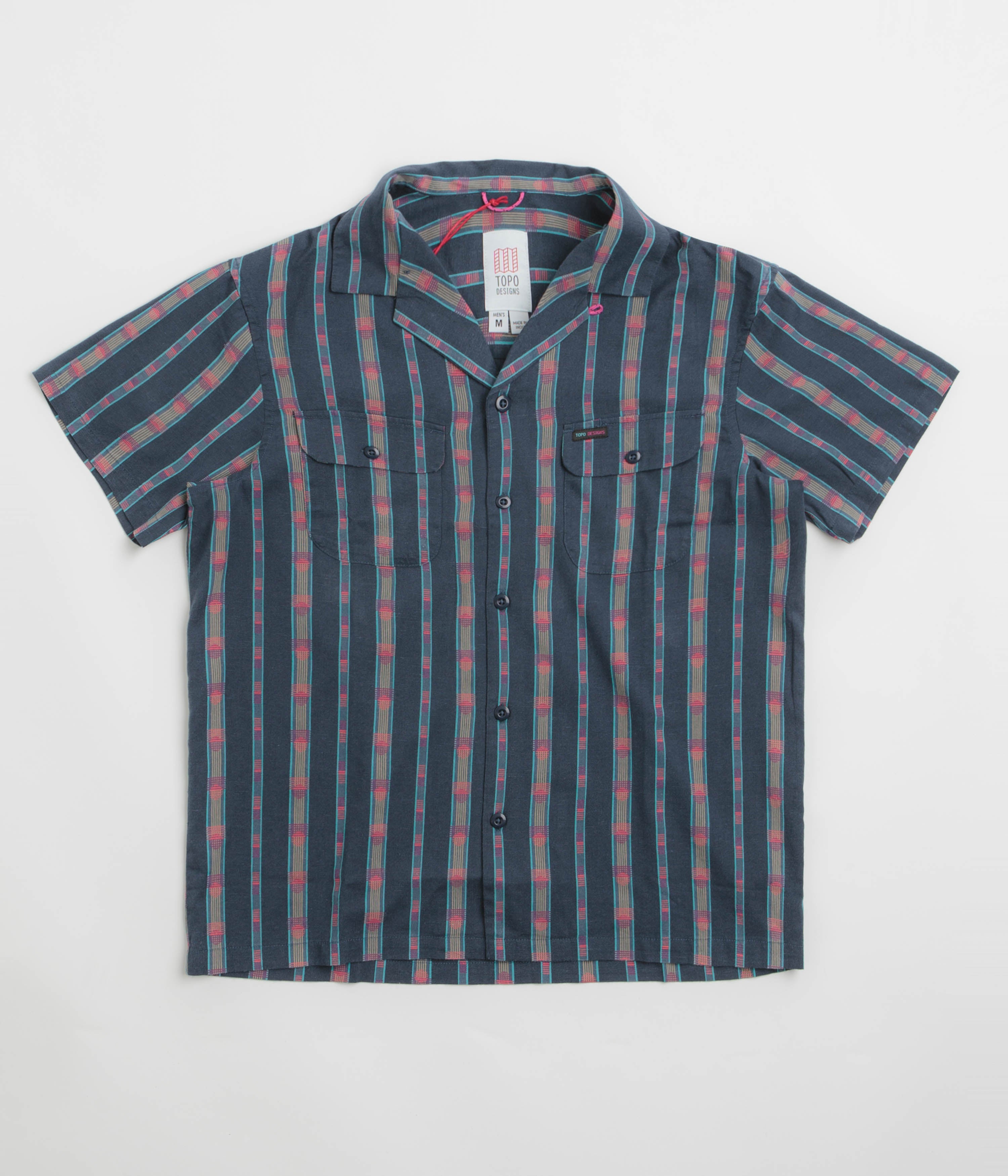 Topo Designs Daytripper Short Sleeve Shirt in Sunset Stripe Midnight