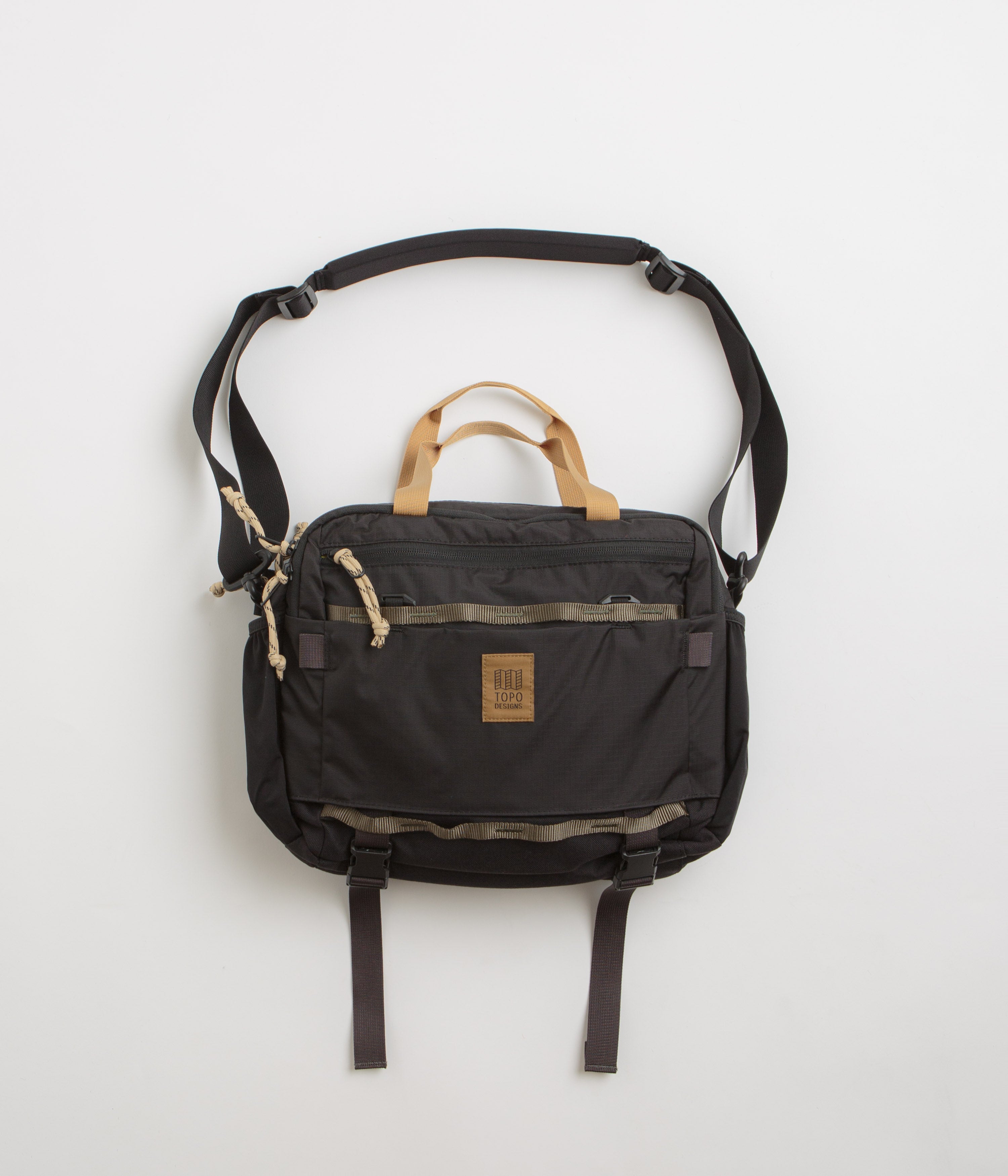Topo Designs Mountain Cross Bag in Black and Neutral
